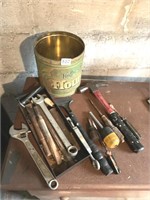 TIN WITH ASSORTED TOOLS