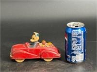 A DISNEY DONALD AND PLUTO TOY ROADSTER SUN RUBBER