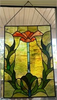 V - STAINED GLASS ART PANEL 16X11" (P33)