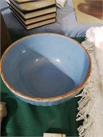 Blue crockery dough bowl does have some cracks