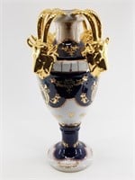 Sevres Style ceramic cobalt and gold vase. It has