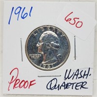 1961 Proof Washington Quarter 25 Cents