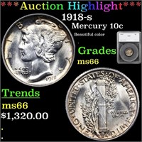 ***Auction Highlight*** 1918-s Mercury Dime 10c Gr