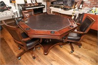 Game Table w/ (3) Matching Rolling Chairs