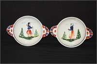 Pair of 7.25" wide Quimper France #179 Bowls