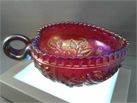 Imperial Glass heart-shaped red/iridized single
