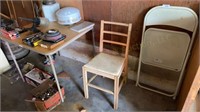 Metal Folding Chair, Chair, & Folding Table