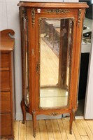 SMALL ORNATE BOW FRONT GLASS DISPLAY CABINET