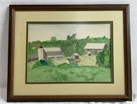 Vintage Farmhouse Print of Watercolor