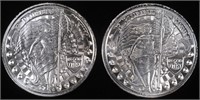 (2) 1 OZ .999 SILVER UNITY ROUNDS