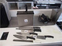 (8) ASSORTED CHEF KNIVES & HOLDERS