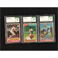 Three Csg 7 Graded 1976 Topps Baseball Stars