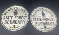 2 Antique PA State Forrest Metal Signs