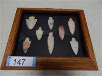 Framed Indian artifacts from North East Iowa/ Sout