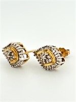10K Yellow Gold Clear Diamond Earrings