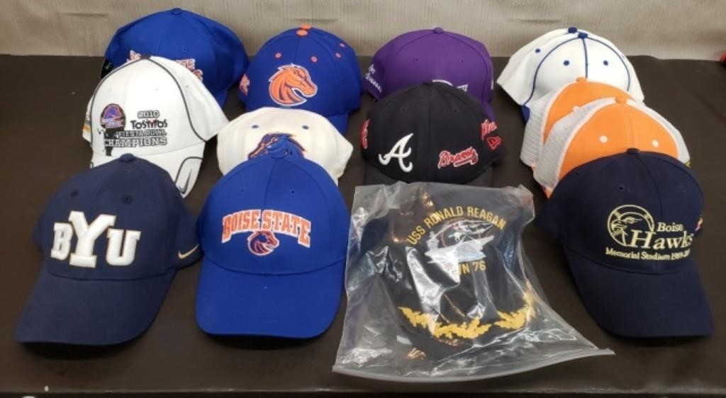 Lot of Baseball Caps. BSU, Boise Hawks, Atlanta