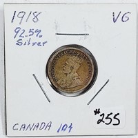 1918  Canada  10 Cents silver   VG