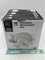 NEW Salt 16pc Porcelain Dinnerware Set Round Coupe