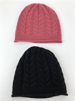 (2) Tahari 100% Cashmere Pink & Black Hats