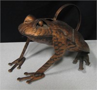 Copper Washed Metal Frog Form Water Can 9.5"H