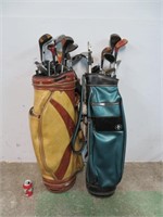 2 sacs de GOLF avec plusieurs bâtons