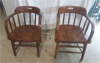 Antique Solid Oak barrel chairs