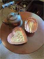 Copper molds and copper tea pot