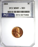 1955 Cent MS67+ RD LISTS $2750