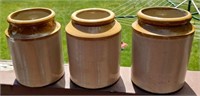 Three Matching Stoneware Crocks 8" x 6"