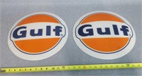 Pair of Original Gulf Gas Pump Faces 13.5" Dia.