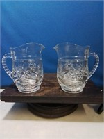 Pair of pattern glass smaller pitcher 6 inches