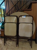 Samsonite round table with 4 chairs, 3.5' diameter