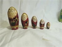 5 pc Vintage Nesting Santa Dolls