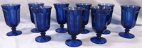 9- VINTAGE COBALT BLUE 6.5" DRINKING GOBLETS