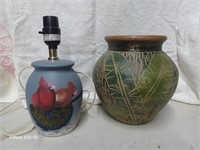 Stoneware Vase and Cardinal lamp