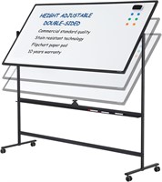 Large Dry-Erase Rolling Whiteboard - 48 x 32