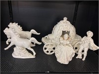 Porcelain Cinderella and Prince w/ Coach & Horses