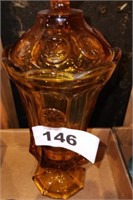 FOSTORIA 13.5" TALL AMBER COIN TALL COVERED