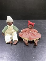 Vintage Hand Painted Fraternal Twin Dolls