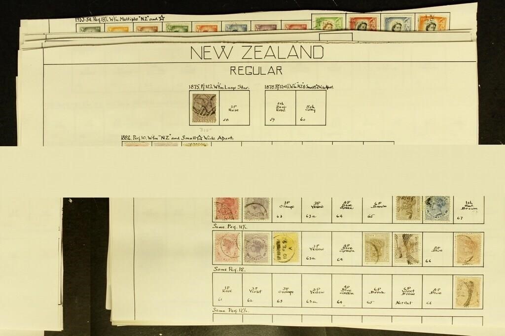 New Zealand Stamps Used and Mint hinged on old pag