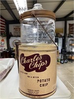 Charles chips & Antique Glass Jar Fuel Stove