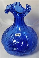 Cobalt Swan Vase 8 1/2" Tall x 6 1/2" Wide