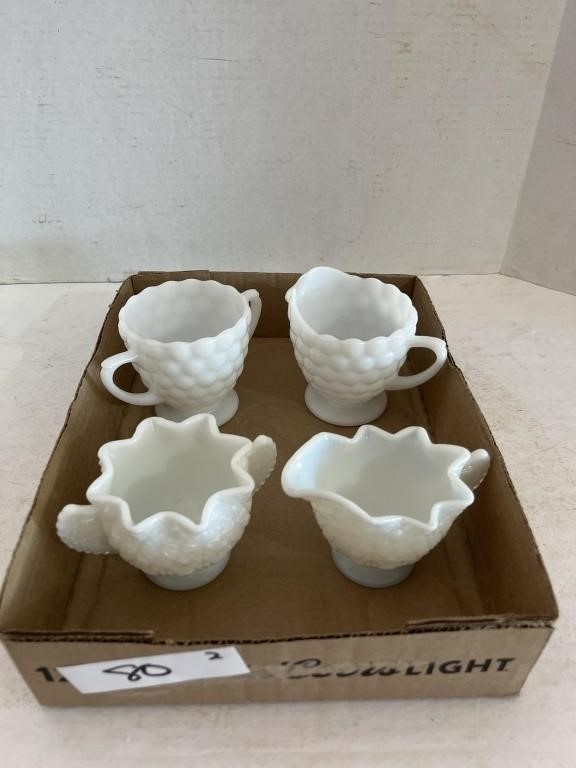 Vintage Milk Glass Cream & Sugar Sets