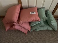 10 pillows dusty rose and mint green