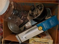 Box of kitchenware & misc