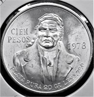 100 SILVER PESOS CHOICE  BU