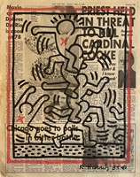 Keith Haring Original Newspaper drawing Certified