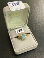 Ladies 14K Opal & Diamond Ring