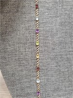 .925 and Gemstone Bracelet 7 1/2"