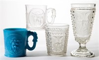 ASSORTED MEPHISTOPHELES PRESSED GLASS DRINKING